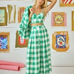 Hunter Bell Eva Green and White Check Skirt size 0